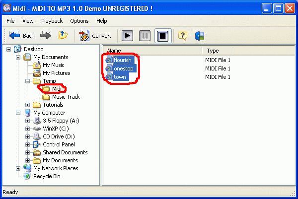 Select files for conversion